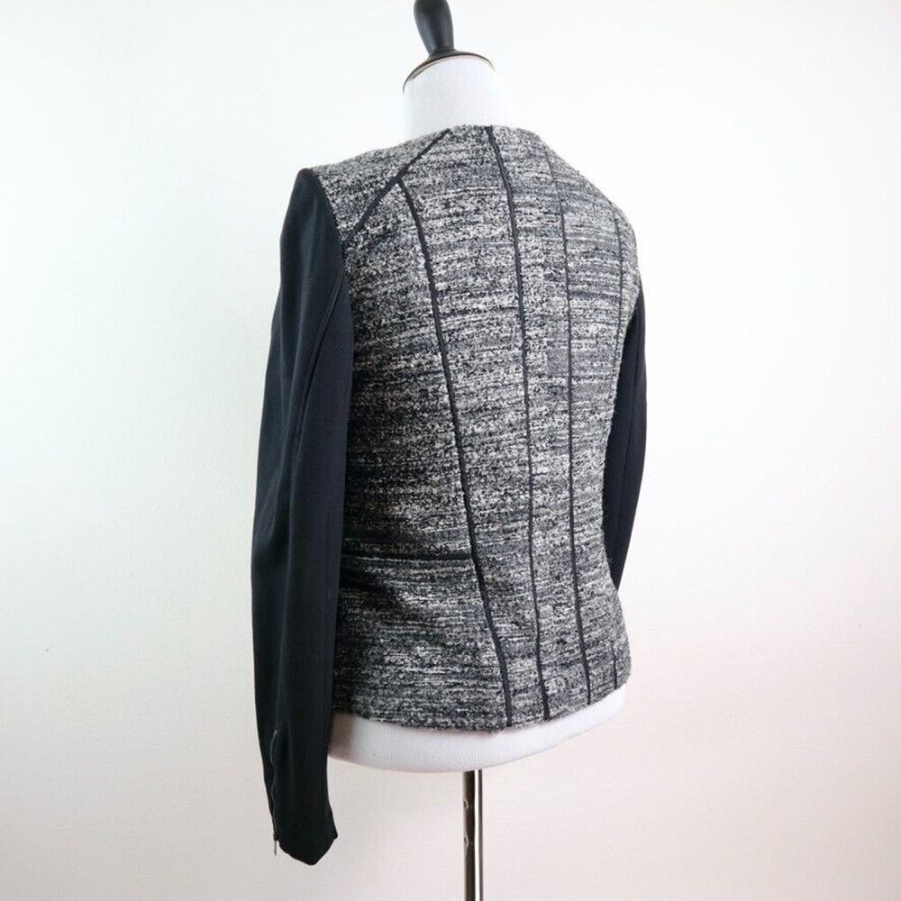 Ann Taylor Size 10 Boucle Wool Blend Moto Jacket Gray Heather - Picture 4 of 11